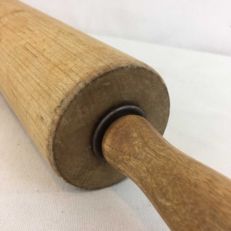 Mid Century Primitive Farm Kitchen Baking 15" Oversize Vintage Wood Rolling Pin gallery