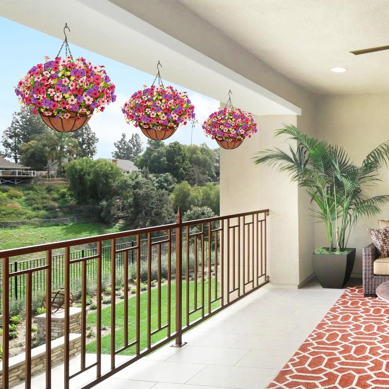 Yastouay 2 Pack Artificial Hanging Flowers For Outdoors Fake Hanging Plants 12 gallery