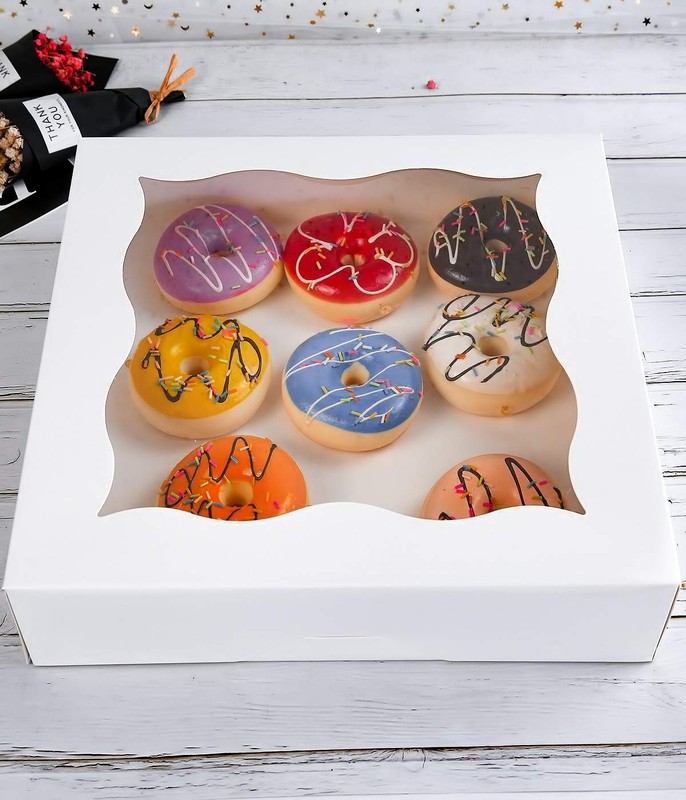 25-Pack 12"x12"x3"Large White Bakery Boxes with PVC Window for Pie and Cookie... gallery