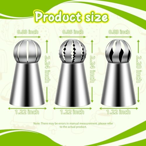 3 Pieces Ball Russian Piping Tips, Stainless Steel Cake Decorating Tips, gallery