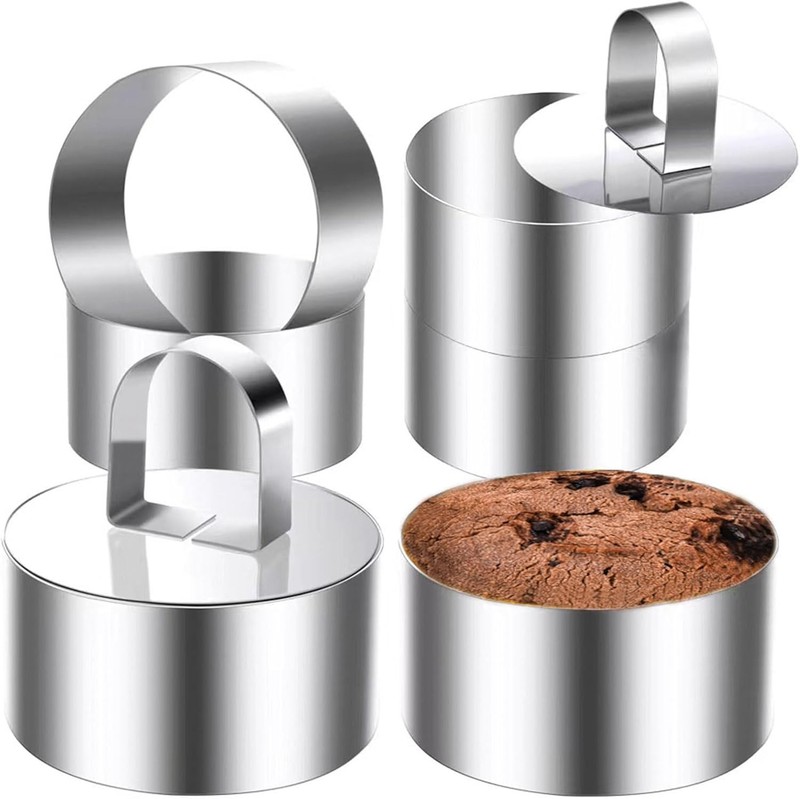 DATANYA Cake Rings Mold Stainless Steel Round 6 Rings+2 Pushers-4Inches/10cm