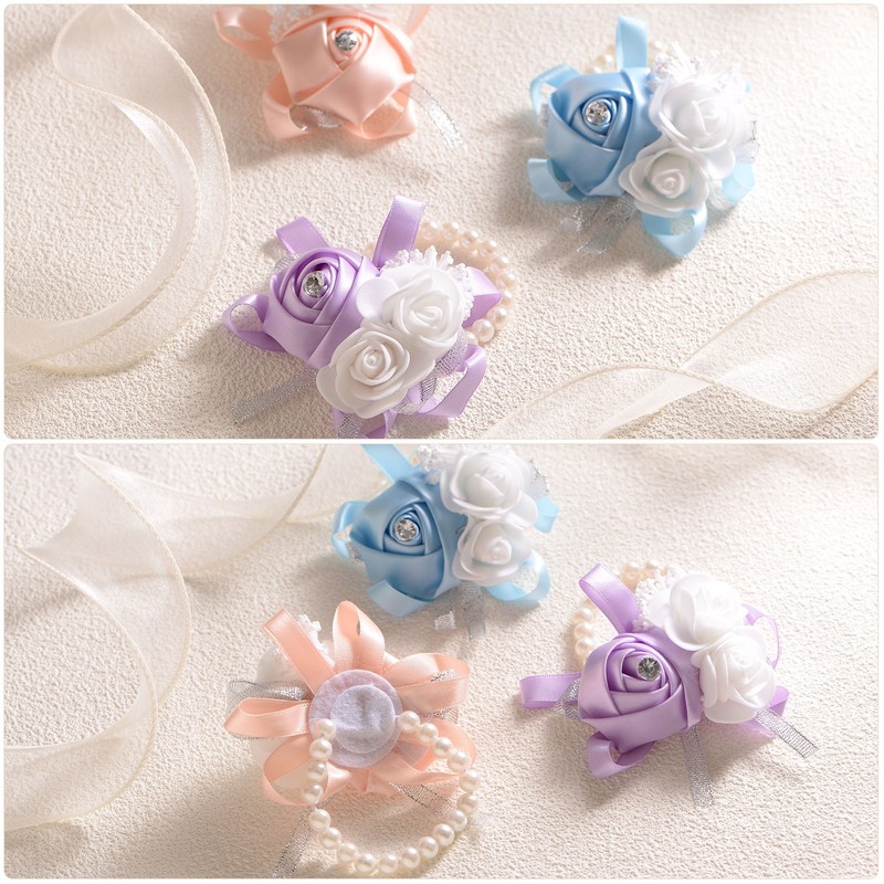 3-Pack Pearl Corsage Wristlet Bracelet for DIY Corsage Supplies [Sky Blue] gallery