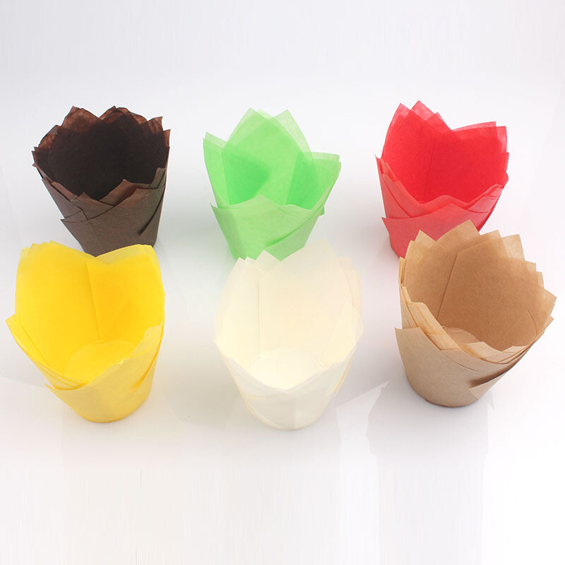 Cupcake Liners Cup Paper Tulip Baking Wrapper Case Cake Muffin Cup Box 10/25/50X gallery
