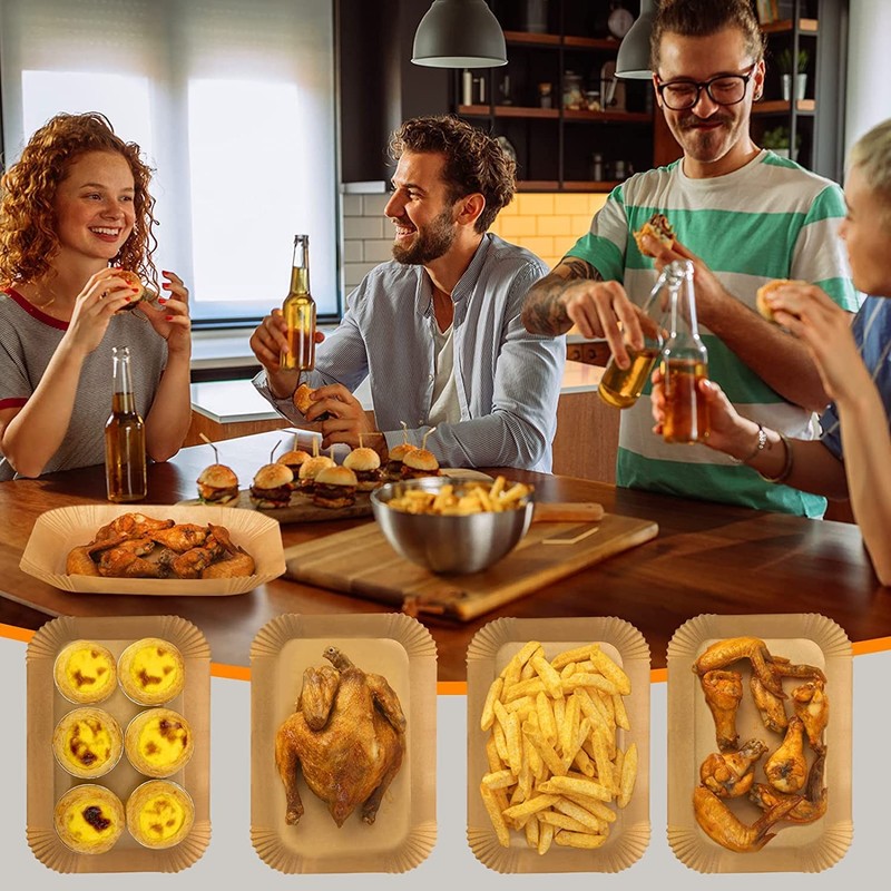 MooManGoo Air Fryer Disposable Liners, 8.6*5.5"Rectangle-300 PCS, Wood gallery