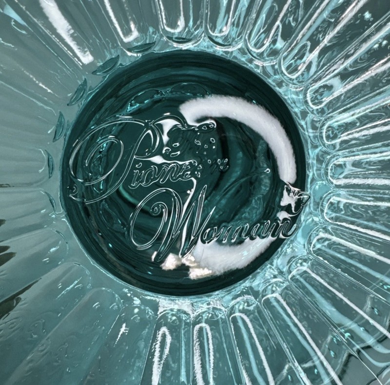 Retired Pioneer Woman Cassie Cake Stand Embossed Glass Plate Teal 10” Inches gallery