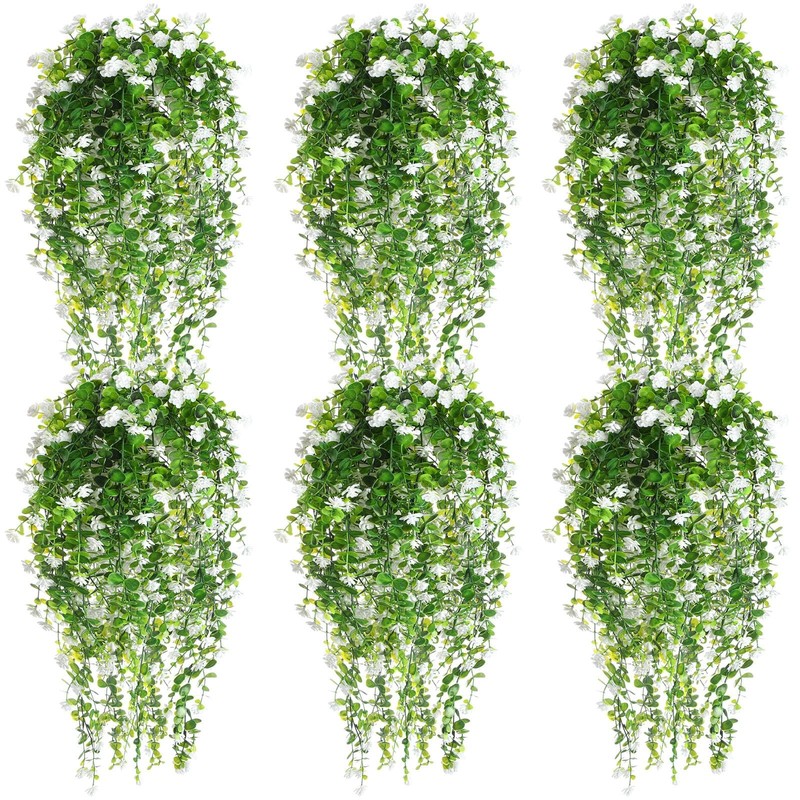 Hotop 6 Pcs Ferns Artificial Hanging Plants Vine Hanging Fake Plants Faux Ferns