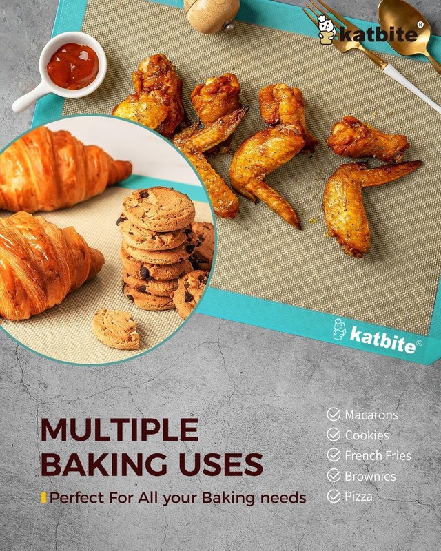 Katbite Silicone Baking Mat Colorful 16.5"L x 0.4"W, Dark Blue 3 Pack gallery