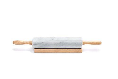Fox Run Polished Marble Rolling Pin with Wooden Cradle, 10-Inch Barrel, White gallery