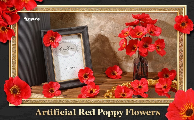 60 Pcs 3.15 Inch Red py Flowers Veterans Day Artificial py gallery