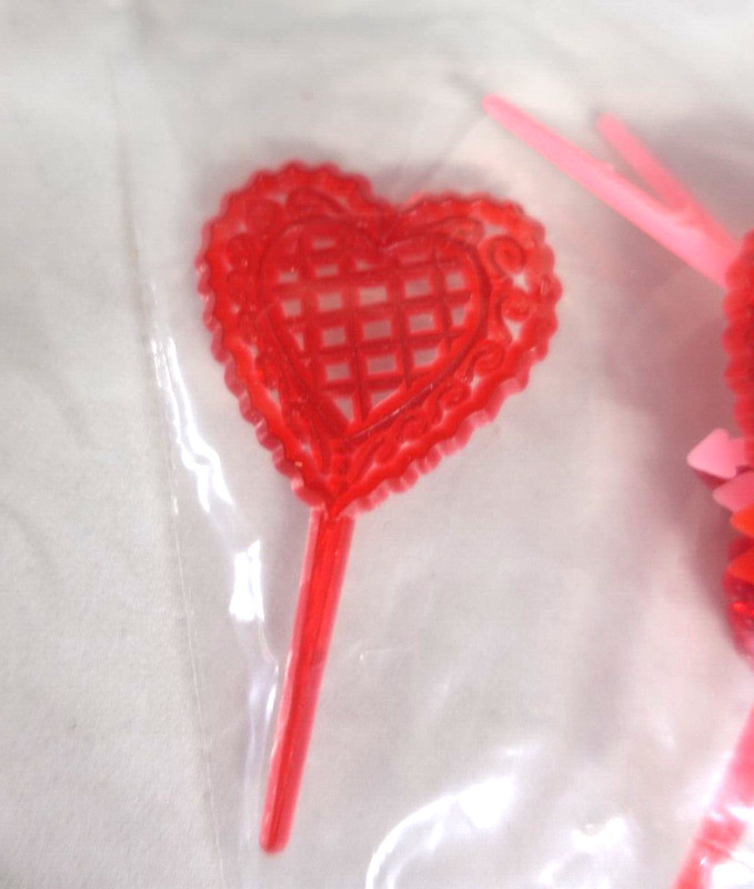 Valentine's themed cupcake picks, 12 ct / NEW / pink / red gallery