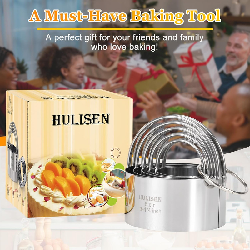 HULISEN Biscuit Cutter Set (5 Pieces/Set), round Cookies Cutter with Handle, Pro gallery