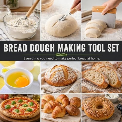 BOORIKA Sourdough Bread Baking Tool Set with Danish Dough Whisk, Bread Lame & gallery