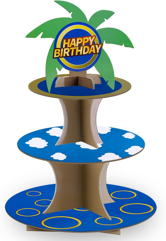 Hedgehog Cupcake Stand Blue and Gold Ring Cake Stand 3-Tier Cartoon Hedgehog Bir