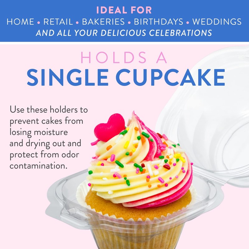 Individual Cupcake Containers (50 Pack) Clear Plastic Disposable Boxes / gallery