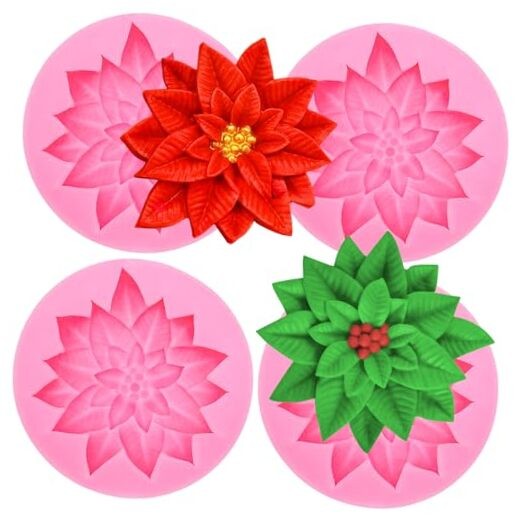 4PCS Christmas Holly Leaf Silicone Molds Chocolate Candy Fondant Mold gallery