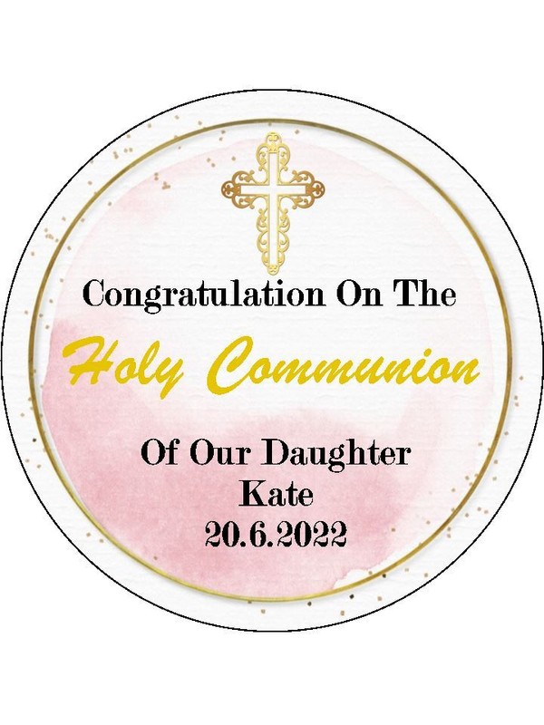 Holy Communion Pink Cake Toppers Edible Icing Communion Decorations (3 Sizes) gallery