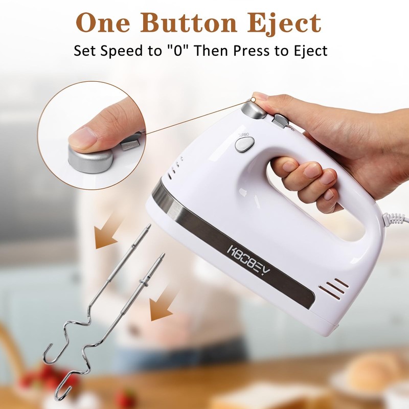 450W Electric Hand Mixer, 5-Speed Handheld Mixer with Storage Case, Turbo & E... gallery