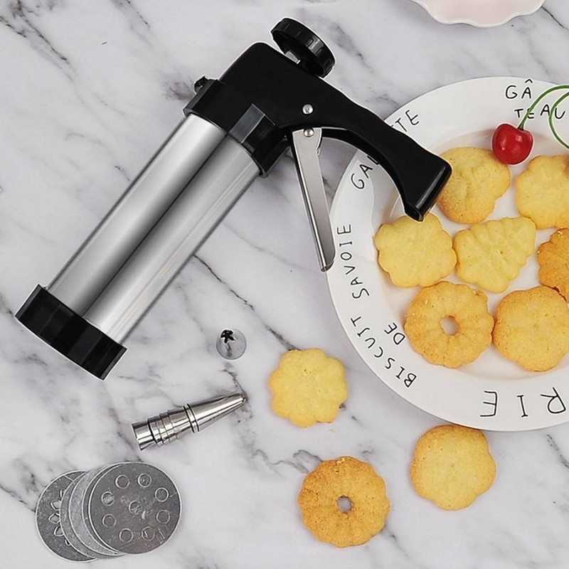 17pcs Cookie Press Icing Gun Set Cream Pastry Baking Tool Cake Decorating JQ