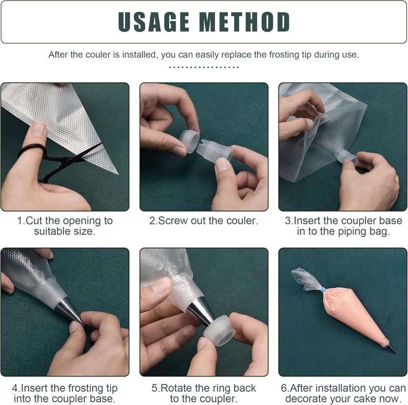 Piping Bags and Tips Set, Cakes Decorating Supplies Kit with 100Pcs 12 Inch Past gallery