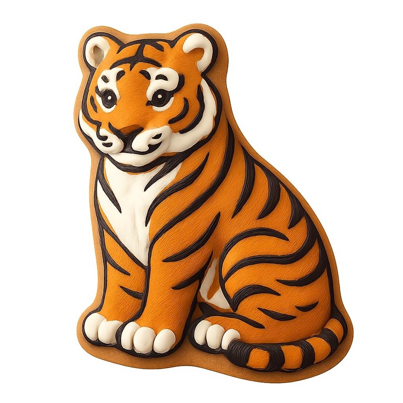 Sitting Tiger Cookie Cutter & Stamp - 4x2.7 Fun Kitchen Baking gallery