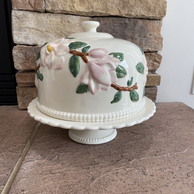 Vintage Valerie Cumberland Design Ceramic Floral Done Cake Plate And Base EUC!