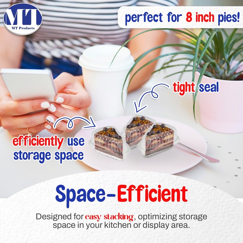 MT Products Individual Single Slice Pie & Cake Containers - Clear Plastic gallery