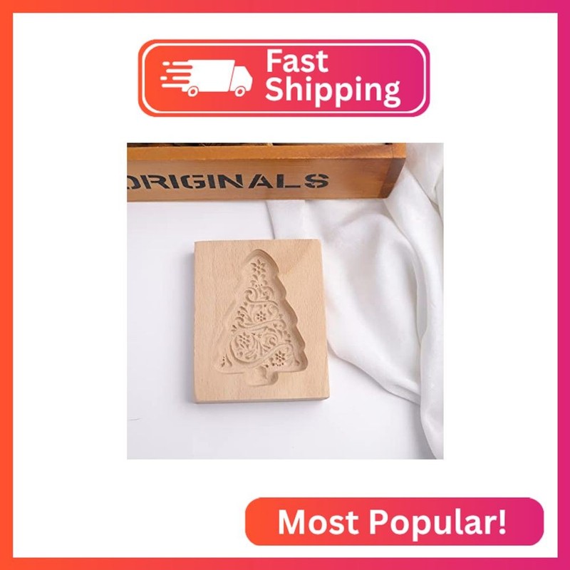 BLOWEST Carved Wooden Cookie Mold, Kitchen Cookie Cutter Gingerbread Cookie Stam
