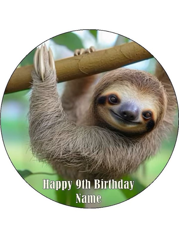 Sloth Edible Cake & Cupcake Toppers – Jungle Animal Birthday Icing Decoration