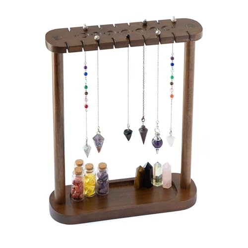 Pendulum Display Stand with Tray - Wooden Necklace Stand, Crystal holder for gallery