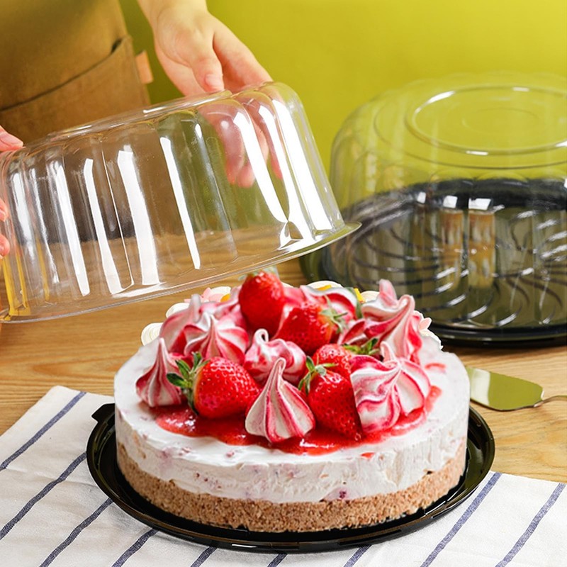 10" Disposable Clear Cake Containers with Dome Lids - 5 Pack Cupcake Holders for gallery