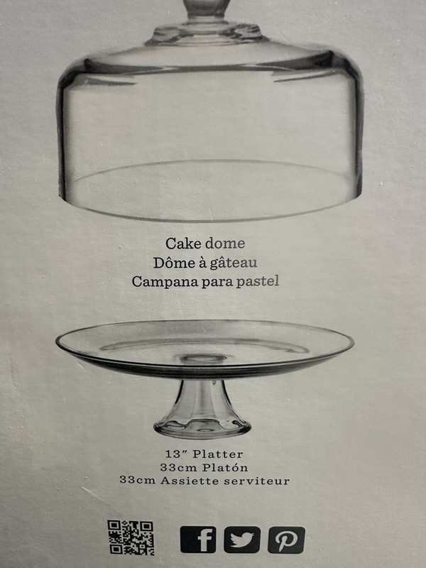 Anchor Hocking Entertainers 2 Piece Glass Domed Cake Set in Original Box NIB 13” gallery