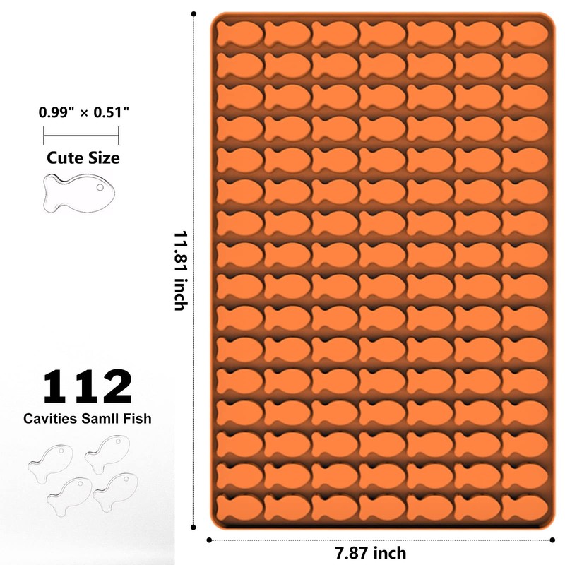 Cat Treat Molds, 112 Cavities Mini Fish Shape Silicone Mold for Baking Pet Tr gallery