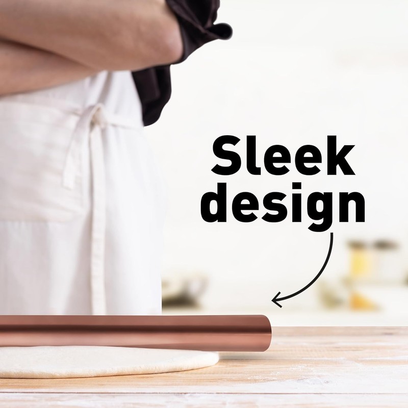 Zulay Kitchen 15.9 inch Professional Stainless Steel Rolling Pin - Lightweight M gallery