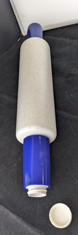 Vintage Tupperware Fill N Chill Plastic Rolling Pin 16” Blue & White Baking gallery