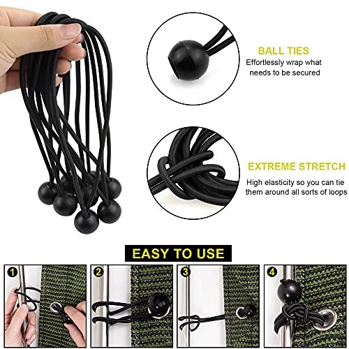 NODG 24 Pieces Ball Bungee - 4,6,9 Inch Black Tarp Balls - Heavy Duty gallery
