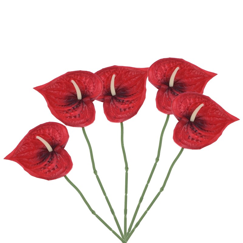 13″ Artificial Anthrax Lily Flowers, 5pcs Permanent Flower, Black Red