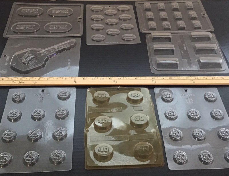 Candy, Chocolate Sheet Molds, Lot Of 8, Anniversary, Graduation, Retirement