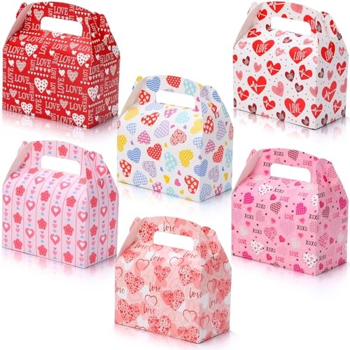 30 Pack Valentine’s Day Gift Treat Boxes, Portable Valentines Candy Boxes with