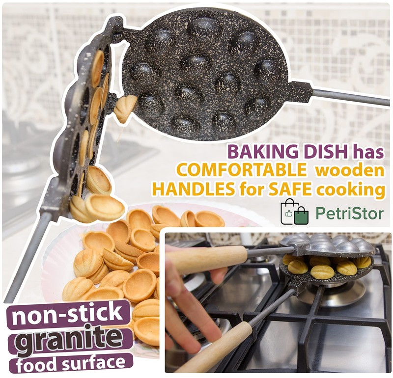 Walnut Cookie Maker 12 halves non-stick coating granite stone Cookies Pastry gallery
