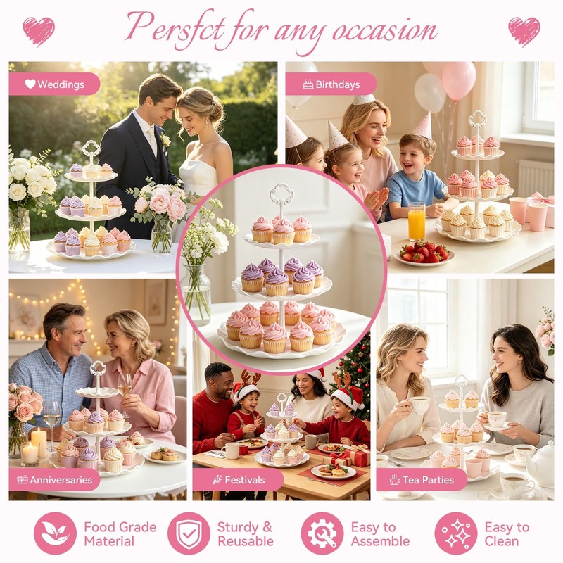 12 Piece Dessert Table Display Set - with Cupcake Stand, Appetizer Trays & Ta... gallery