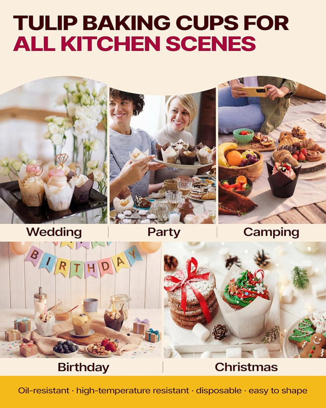Katbite Tulip Cupcake Liners Holders 200PCS, Muffin Baking Cups, Cupcake Wrapper gallery
