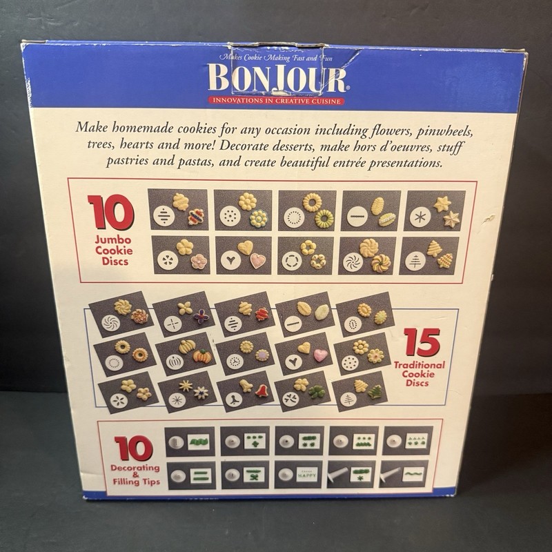 Bonjour Cookie Factory And Decorating Kit 39 Pieces Battery Operated Brand New gallery