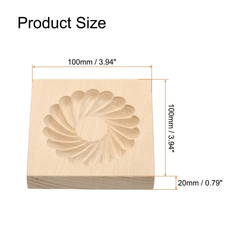Wooden Cookie Mould 3.94" x 3.94" Wooden Cookie Biscuit Mould Sandwich Carved gallery
