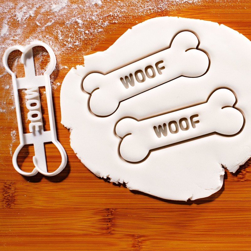 WOOF Dog Bone cookie cutter – pet treats paw pooch bakery animal shelter rescue