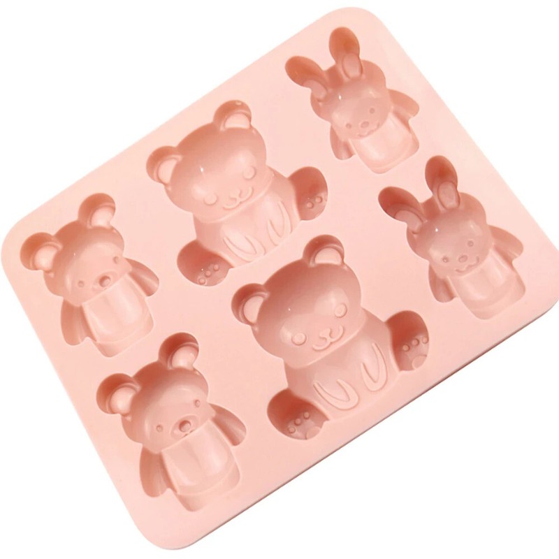 1pc Food Grade 6 with Rabbit Bear Silicone Chocolate Cake Mold gallery