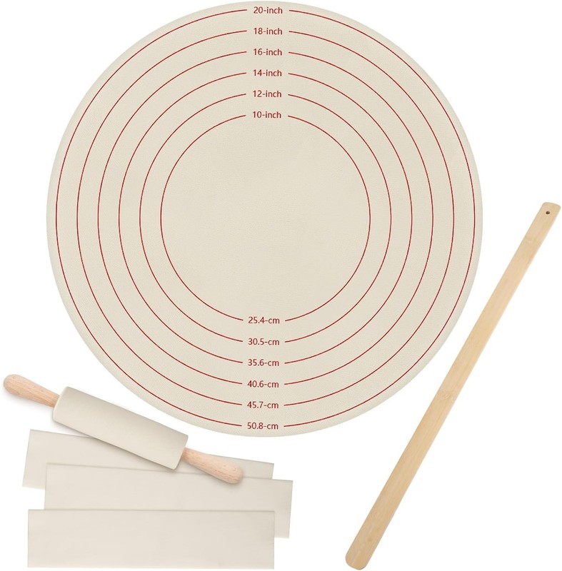 5 Pcs Lefse Making Kit: Pastry Cloth, Rolling Pin Covers & Wood Stick