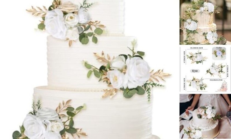 3PCS Wedding Cake Toppers Flowers for Cake Decorating Artificial Cake White gallery