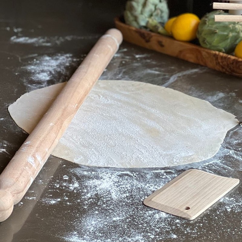 Italian Hand Made Mattarello Pasta Rolling Pin and Dough Scraper Set by gallery