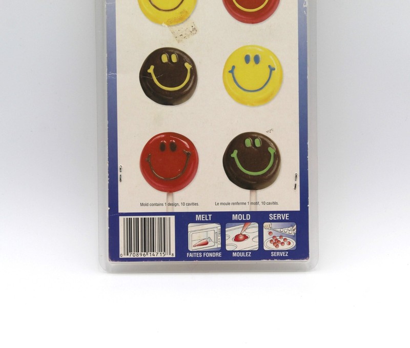 Wilton Candy Chocolate Lollipop Mold Smiley Faces 1 Design 10 Cavities NOS 2002 gallery