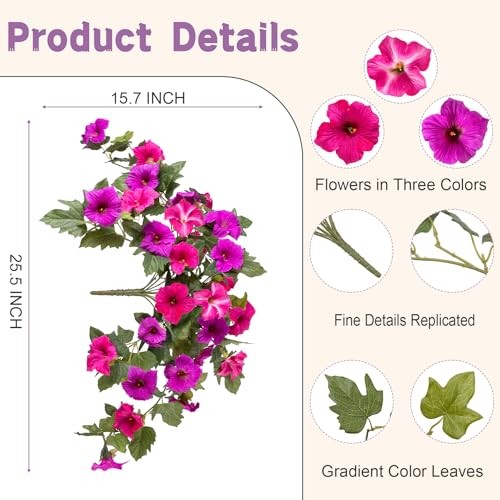 Artificial Fake Flowers for Outdoor Spring Decoration, 2PCS B-fuchsia Purple gallery